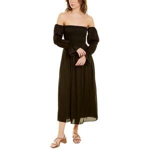 Ash & Eden Womens  Saira Midi Dress, Black